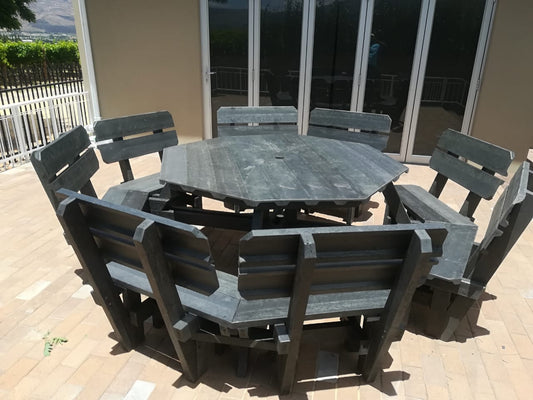 THE RECYCLED PLASTIC "LEKGOTLA OCTAGONAL" BENCH WITH BACK RESTS
