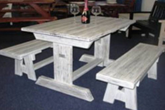 THE "SEA COTTAGE" SET (Table with 2 loose benches)